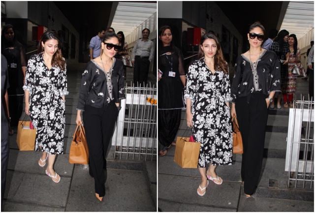 Soha Ali Khan and Kareena Kapoor Khan spotted at a restaurant in Mumbai. (Viral Bhayani) Soha Ali Khan and Kareena Kapoor Khan spotted at a restaurant in Mumbai. (Viral Bhayani)