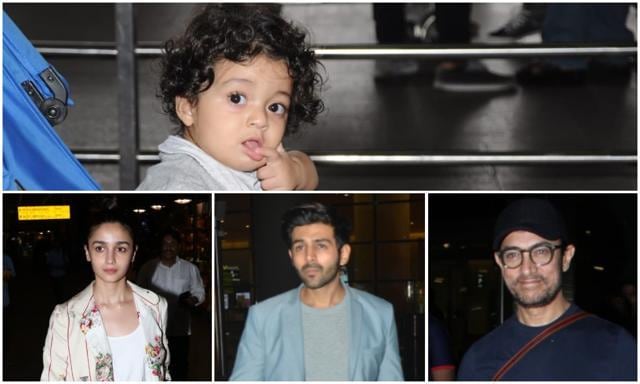 Kangana Ranaut’s nephew Prithviraj, Alia Bhatt, Kartik Aaryan and Aamir Khan seen at the airport. Kangana Ranaut’s nephew Prithviraj, Alia Bhatt, Kartik Aaryan and Aamir Khan seen at the airport.