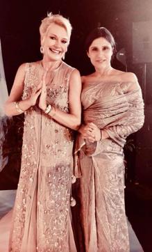 Jacqueline Lundquist, with Delhi-based fashion designer Rina Dhaka. Jacqueline Lundquist, with Delhi-based fashion designer Rina Dhaka.