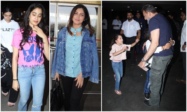 Janhvi Kapoor, Khushi, Bhumi Pednekar and Sanjay Dutt were spotted at the airport. Janhvi Kapoor, Khushi, Bhumi Pednekar and Sanjay Dutt were spotted at the airport.