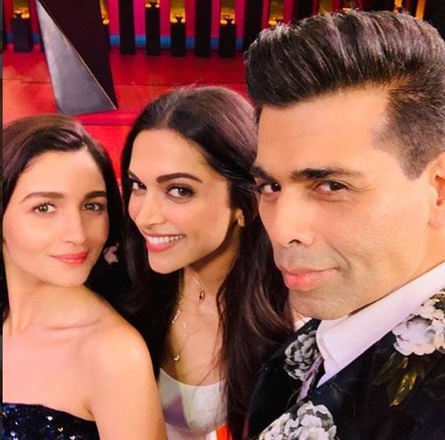 Deepika Padukone with Karan Johar and Alia Bhatt on Koffee With Karan.