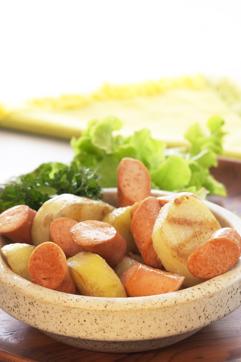 Try making the hot potato and sausage salad at home! Try making the hot potato and sausage salad at home!