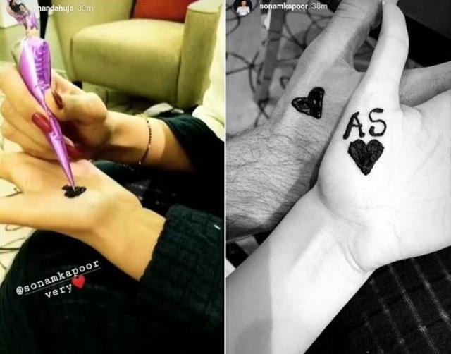 Sonam Kapoor and Anand Ahuja shared photos of their Karwa Chauth prep.