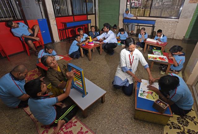 Activities at Savali association centre in Kothrud. (Pratham Gokhale/HT Photo)