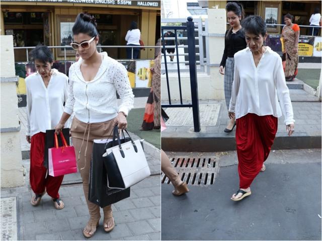 Kajol seen with her mother Tanuja. (Viral Bhayani) Kajol seen with her mother Tanuja. (Viral Bhayani)