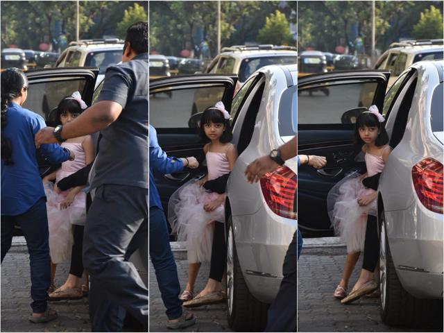 Aaadhya Bachchan spotted at a birthday party. (Viral Bhayani) Aaadhya Bachchan spotted at a birthday party. (Viral Bhayani)
