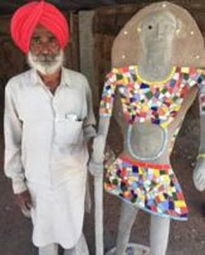 Satpal Singh with one of his creative works for Rock Garden. (Vikram Jit Singh) Satpal Singh with one of his creative works for Rock Garden. (Vikram Jit Singh)