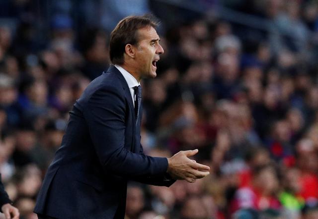 Real Madrid coach Julen Lopetegui reacts during the El Clasico encounter. (REUTERS) Real Madrid coach Julen Lopetegui reacts during the El Clasico encounter. (REUTERS)