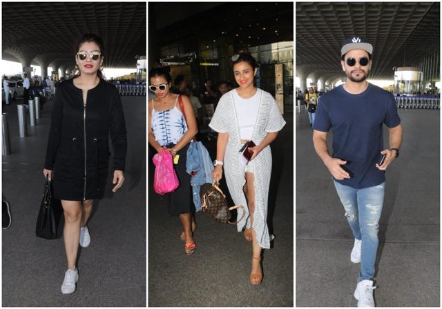 Raveena Tandon, Parineeti Chopra and Kunal Kemmu give different meanings to the airport look. Raveena Tandon, Parineeti Chopra and Kunal Kemmu give different meanings to the airport look.
