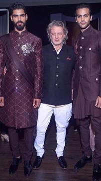 Rohit Bal with two of his model. Rohit Bal with two of his model.
