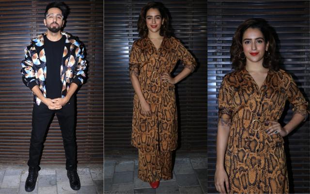Badhaai Ho actors Ayushmann Khurrana and Sanya Malhotra. (Viral Bhayani) Badhaai Ho actors Ayushmann Khurrana and Sanya Malhotra. (Viral Bhayani)