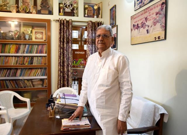 “There is no harm in naming the city Prayagraj. Though not as Hindu a city as Varanasi, the Kumbh, Bharadwaj Ashram and its many temples make Prayag a Vedic city,” says former UP minister Narendra Singh Gaur of the BJP. (Amal KS/HT PHOTO)