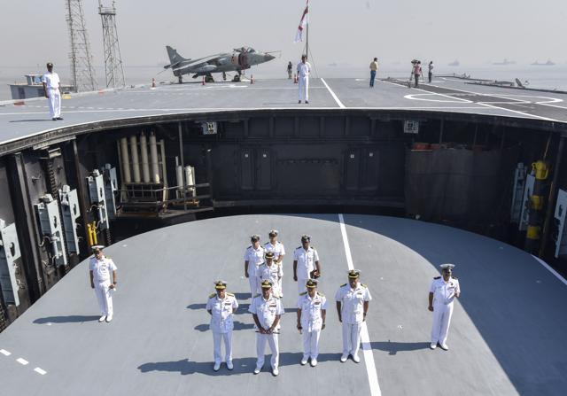 Vice Admiral Girish Luthra, Flag Officer Commanding-in-Chief Western Naval Command and Captain Puneet Chadha,Commanding Officer INS Viraat during the visit on board the Indian Naval Ship Viraat in Mumbai, February 27, 2017. (HT File ) Vice Admiral Girish Luthra, Flag Officer Commanding-in-Chief Western Naval Command and Captain Puneet Chadha,Commanding Officer INS Viraat during the visit on board the Indian Naval Ship Viraat in Mumbai, February 27, 2017. (HT File )
