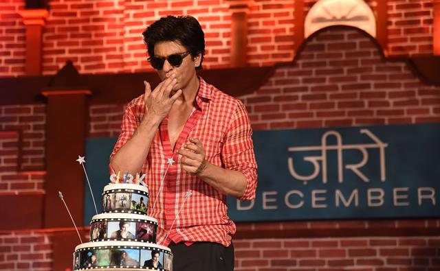Indian Bollywood actor Shah Rukh Khan celebrates his 53rd birthday at the trailer launch event for the upcoming romantic drama Hindi film Zero in Mumbai on November 2. (AFP) Indian Bollywood actor Shah Rukh Khan celebrates his 53rd birthday at the trailer launch event for the upcoming romantic drama Hindi film Zero in Mumbai on November 2. (AFP)