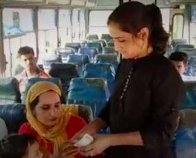 Sharmila, who is differently abled, said she comes from a poor background and had been searching for a job for the past eight years to support her family. (HT Photo ) Sharmila, who is differently abled, said she comes from a poor background and had been searching for a job for the past eight years to support her family. (HT Photo )