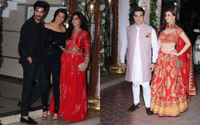 (Left) Sushmita Sen with rumoured beau Rohman Shawl and (right) Arbaaz Khan with girlfriend Georgia Andriani. (Viral Bhayani) (Left) Sushmita Sen with rumoured beau Rohman Shawl and (right) Arbaaz Khan with girlfriend Georgia Andriani. (Viral Bhayani)
