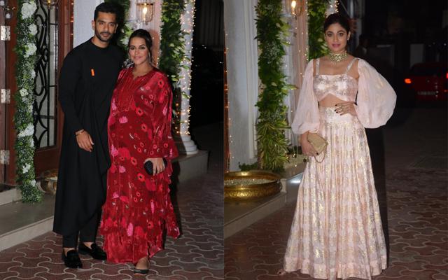 Neha Dhupia with Angad Bedi and Shamita Shetty. (Viral Bhayani) Neha Dhupia with Angad Bedi and Shamita Shetty. (Viral Bhayani)