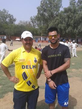 Rajkumar Sharma with his favourite ward Virat Kohli. (Rajkumar Sharma/Facebook) Rajkumar Sharma with his favourite ward Virat Kohli. (Rajkumar Sharma/Facebook)