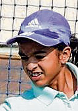 Shravani Khawale in action in the finals of U-16 girls singles category of Ravetkar Solaris cup at Solaris club in Mayur colony on Monday. (Photo by Sanket Wankhade/HT PHOTO)