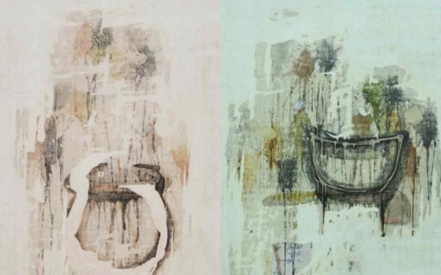 Two Untitled, Mix on paper, 2018 paintings, on display at the exhibition. Two Untitled, Mix on paper, 2018 paintings, on display at the exhibition.