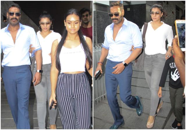 Ajay Devgn, Kajol, Nysa and Yug at Hakkasan restaurant in Bandra. Ajay Devgn, Kajol, Nysa and Yug at Hakkasan restaurant in Bandra.