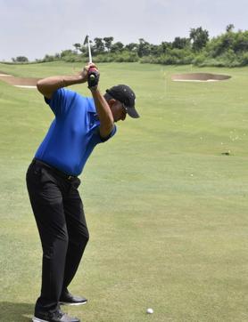 Golfers call this taking the club ‘outside’, or away from the body (HT PHOTO) Golfers call this taking the club ‘outside’, or away from the body (HT PHOTO)
