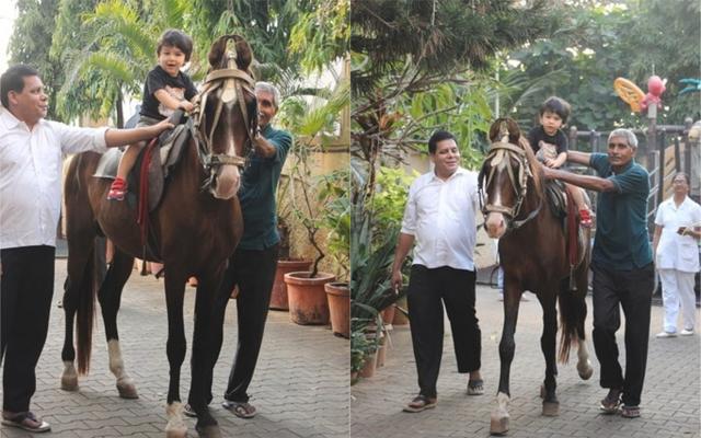 Taimur Ali Khan enjoying a horse ride. (Viral Bhayani) Taimur Ali Khan enjoying a horse ride. (Viral Bhayani)