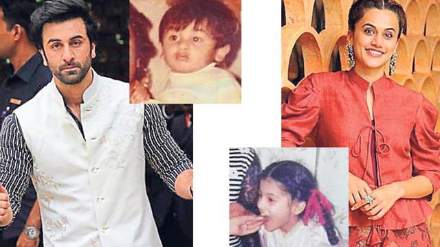 Ranbir Kapoor (inset) Aged 2. Taapsee Pannu (inset) Aged 7 Ranbir Kapoor (inset) Aged 2. Taapsee Pannu (inset) Aged 7