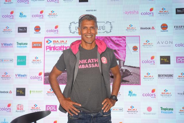 Milind Soman at Pinkathon event. Milind Soman at Pinkathon event.