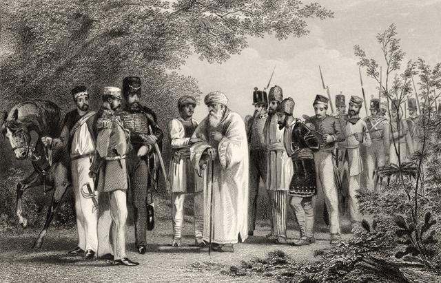 Capture of the last Mughal king Bahadur Shah Zafar by Captain Hodson from The History of the Indian Mutiny published 1858 (Getty Images) Capture of the last Mughal king Bahadur Shah Zafar by Captain Hodson from The History of the Indian Mutiny published 1858 (Getty Images)