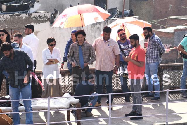 Actor Farhan Akhtar is also part of the scene that’s about to be shot. (Sarang Gupta/ HT Photo)