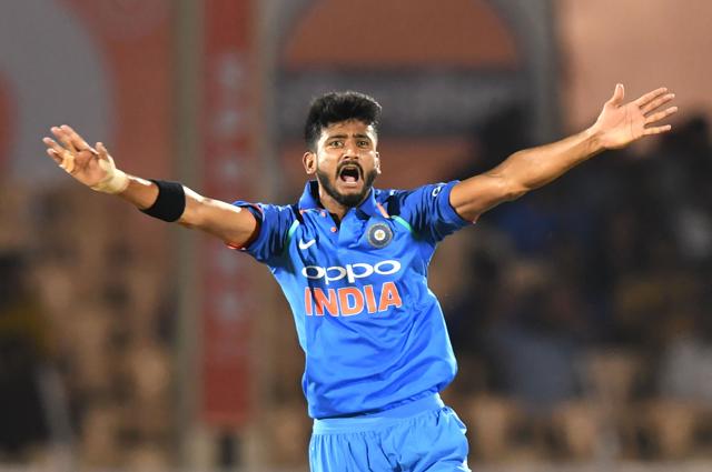 File - India cricketer Khaleel Ahmed in action during a match. (AFP)