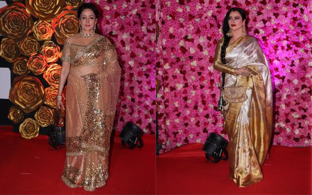 Hema Malini and Rekha at the event. (Viral Bhayani) Hema Malini and Rekha at the event. (Viral Bhayani)