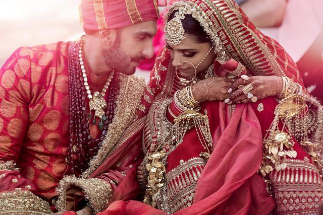 Bollywood actors Deepika Padukone (R) and Ranveer Singh celebrate their wedding in Lake Como. (AFP) Bollywood actors Deepika Padukone (R) and Ranveer Singh celebrate their wedding in Lake Como. (AFP)