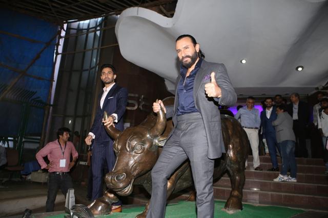 Actor Saif Ali Khan at the trailer launch of upcoming film Baazaar at Bombay Stock Exchange. (IANS) Actor Saif Ali Khan at the trailer launch of upcoming film Baazaar at Bombay Stock Exchange. (IANS)