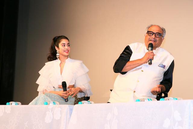 Boney Kapoor accompanied by his daughter and actress Janhvi Kapoor, addresses at the 49th International Film Festival of India. (IANS) Boney Kapoor accompanied by his daughter and actress Janhvi Kapoor, addresses at the 49th International Film Festival of India. (IANS)