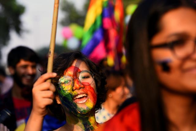 Members and supporters of LGBT community take part in Delhi's Queer Pride Parade. (Amal KS/HT PHOTO) Members and supporters of LGBT community take part in Delhi's Queer Pride Parade. (Amal KS/HT PHOTO)