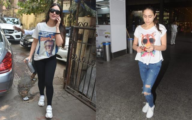 Kareena Kapoor at the gym and Sara Ali Khan at the airport. (Viral Bhayani) Kareena Kapoor at the gym and Sara Ali Khan at the airport. (Viral Bhayani)