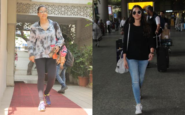 Bipasha Basu at the gym and Aditi Rao Hydari at the airport. (Viral Bhayani) Bipasha Basu at the gym and Aditi Rao Hydari at the airport. (Viral Bhayani)