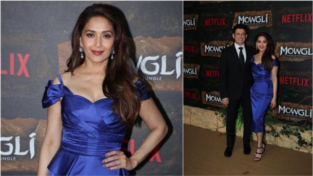 Madhuri Dixit with her husband Dr Sriran Nene at the world premiere of Mowgli. (Viral Bhayani) Madhuri Dixit with her husband Dr Sriran Nene at the world premiere of Mowgli. (Viral Bhayani)