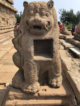 Lion statue at Mahabalipuram. Lion statue at Mahabalipuram.