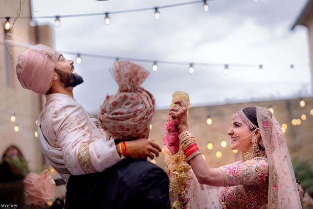 The bride and groom wore custom-made Sabyasachi ensembles and jewellery for all events. The bride and groom wore custom-made Sabyasachi ensembles and jewellery for all events.