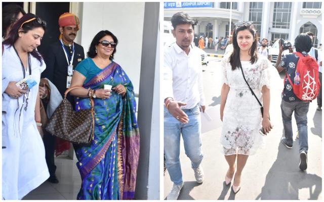 Madhu Chopra and other relatives and friends reach Jodhpur airport. (Viral Bhayani) Madhu Chopra and other relatives and friends reach Jodhpur airport. (Viral Bhayani)