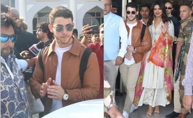 Nick Jonas and Priyanka Chopra at the Jodhpur airport. (Viral Bhayani)