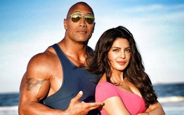 Dwayne Johnson with Priyanka Chopra in Baywatch. Dwayne Johnson with Priyanka Chopra in Baywatch.