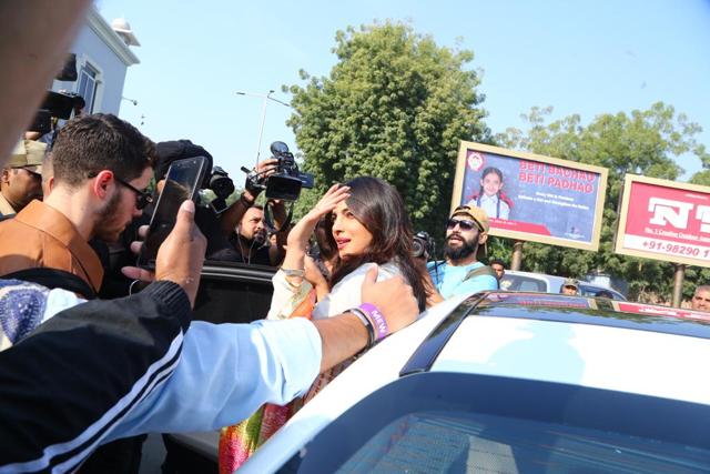 Priyanka Chopra reaches the Jodhpur airport. (Ranjeet Singh Sodha) Priyanka Chopra reaches the Jodhpur airport. (Ranjeet Singh Sodha)