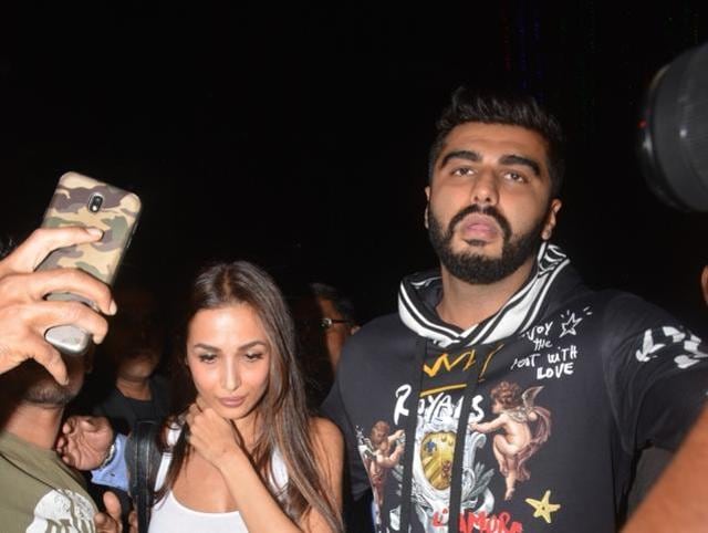 Malaika Arora and Arjun Kapoor seen outside a restaurant in Mumbai. (IANS) Malaika Arora and Arjun Kapoor seen outside a restaurant in Mumbai. (IANS)