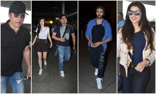 Airport diaries: Sunny Deol, Arbaaz Khan, Kartik Aryan and Bhagyashree. Airport diaries: Sunny Deol, Arbaaz Khan, Kartik Aryan and Bhagyashree.