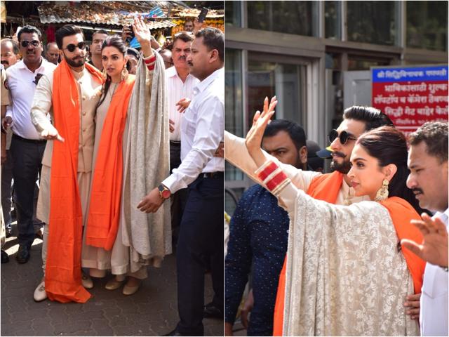 Deepika Padukone and Ranveer Singh at Siddhivinayak Temple. (Viral Bhayani) Deepika Padukone and Ranveer Singh at Siddhivinayak Temple. (Viral Bhayani)