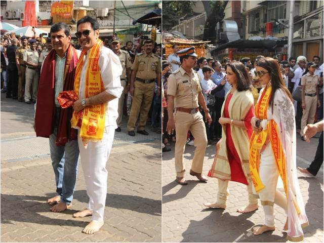 Prakash Padukone with Jugjeet Singh Bhavnani and Ujjala Padukone with Ritika Bhavnani at Siddhivinayak Temple. (Viral Bhayani) Prakash Padukone with Jugjeet Singh Bhavnani and Ujjala Padukone with Ritika Bhavnani at Siddhivinayak Temple. (Viral Bhayani)